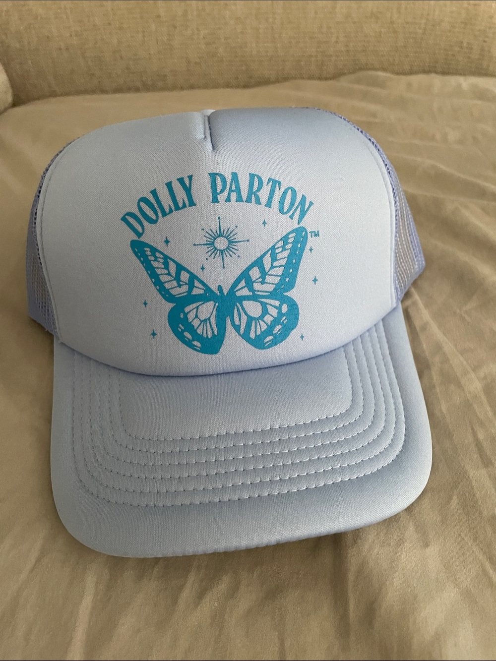 Dolly Parton purple & Blue Trucker Cap with Turquoise Butterfly NWT